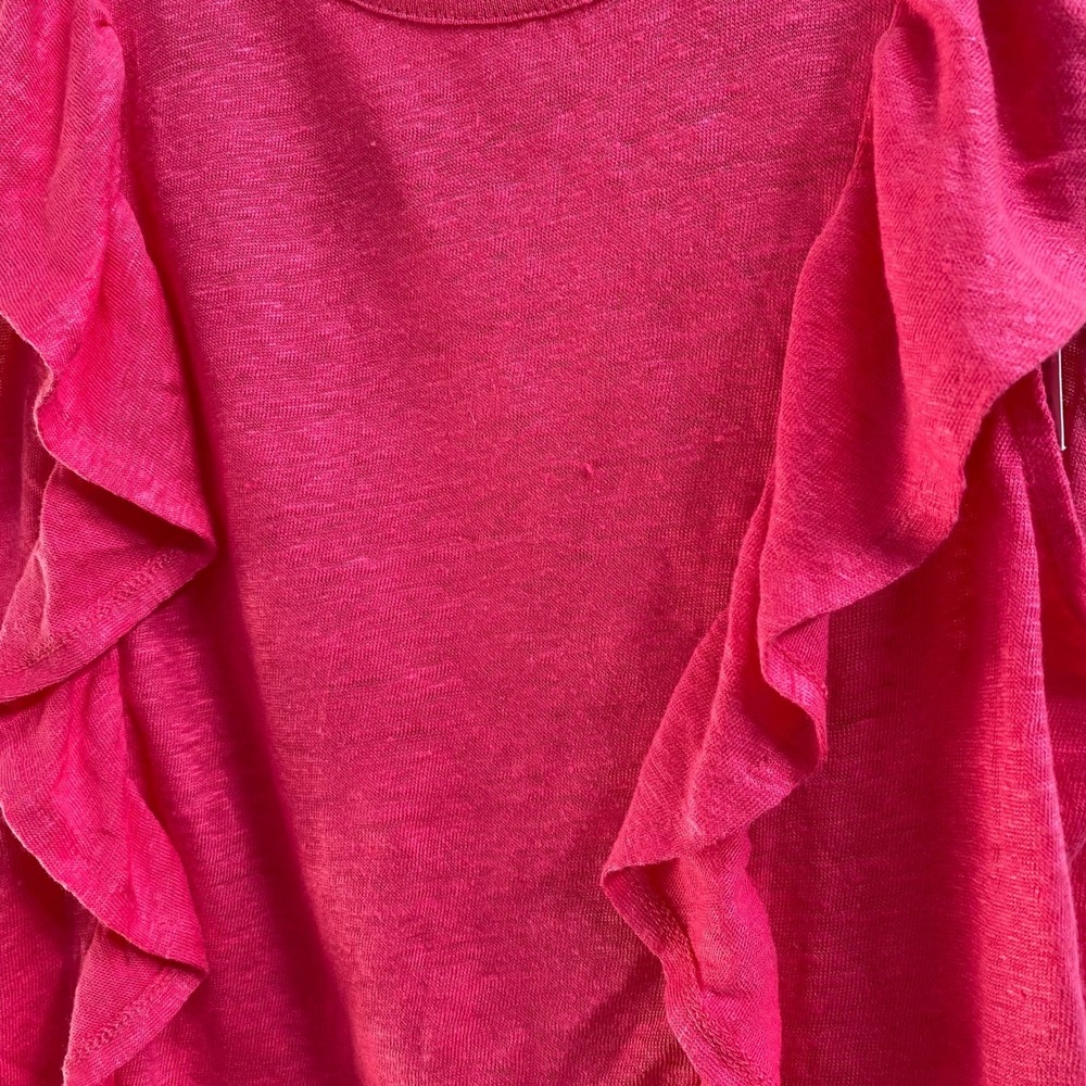 NEW J. CREW Linen‎ Ruffle Tank Tee in Sweet Briar Pink Small - Picture 3 of 5